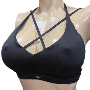 Victorias Secret Strappy padded with removable padding sport bra black Large
